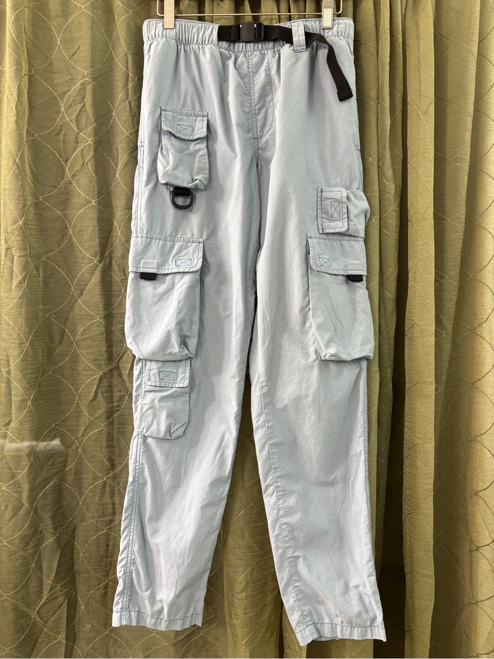 Urban Outfitters Light Blue Men's Cargo Pants with Utility Pockets